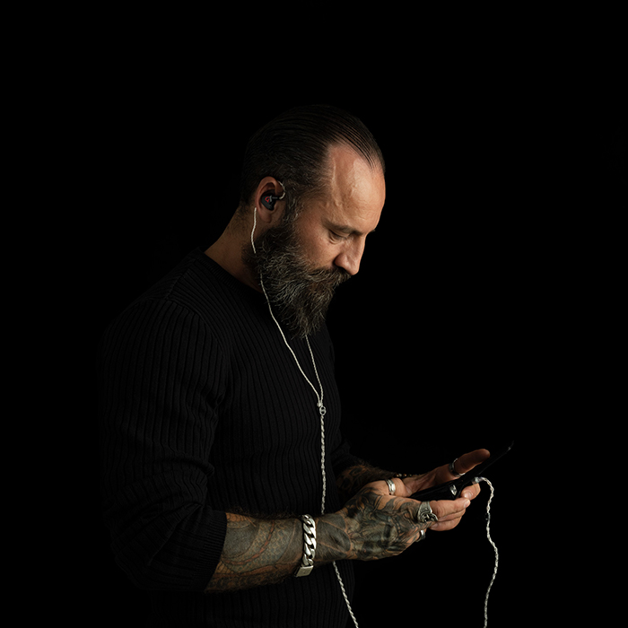 Clariden audiophile listening on black background